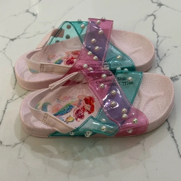 Disney Princess Ariel Kids Sandals - Pink and Blue with Pearls size 7/8 - Picture 5 of 5